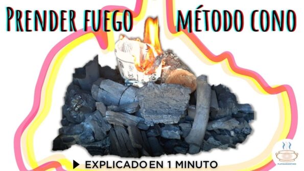 Como prender un buen fuego para asado con aceite – FÁCIL Y RÁPIDO – Método Cono o cucurucho