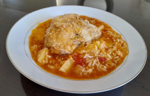 Receta de guiso de arroz con pollo argentino caldoso